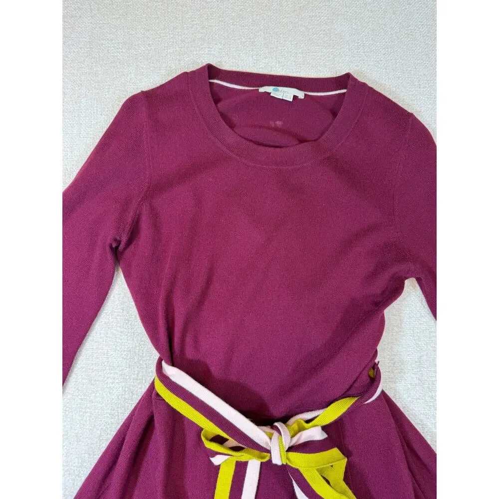 Boden Women's Red 8 Soft Knit Long Sleeve Sweater Dress Casual Stretch Midi